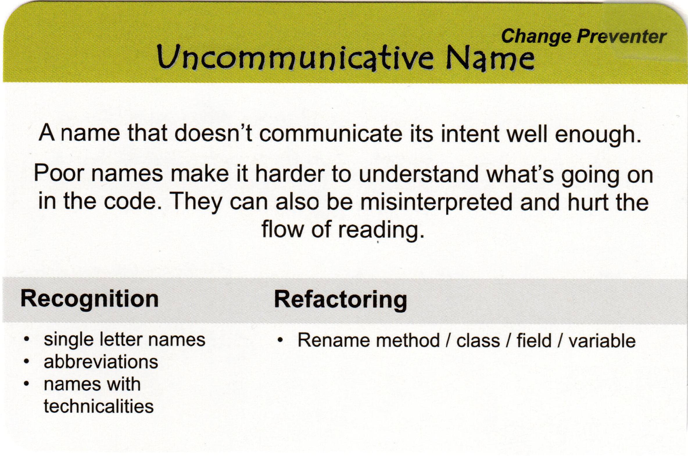 Uncommunicative Names